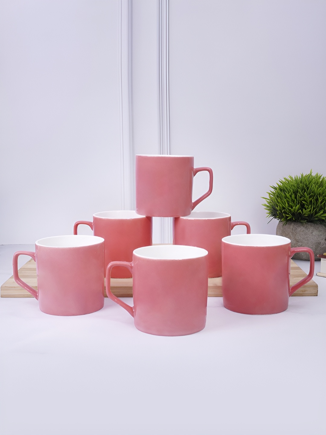 

UPC Pink & White 6 Pieces Ceramic Glossy Cups 220 ml
