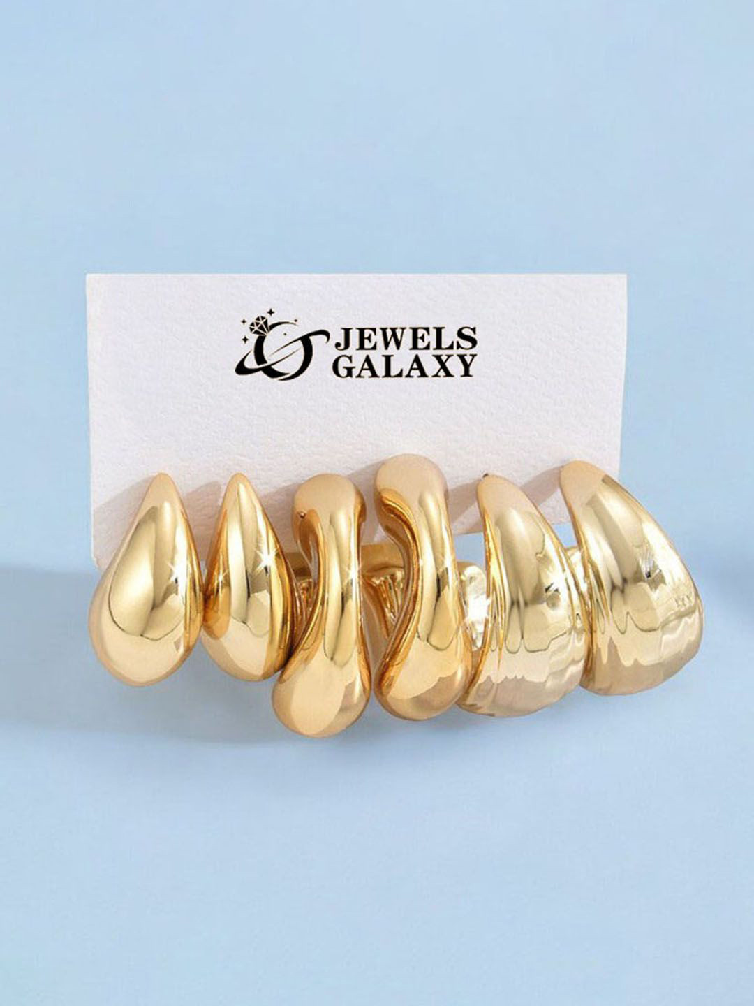 

Jewels Galaxy Set Of 3 Contemporary Hoop Earrings, Gold