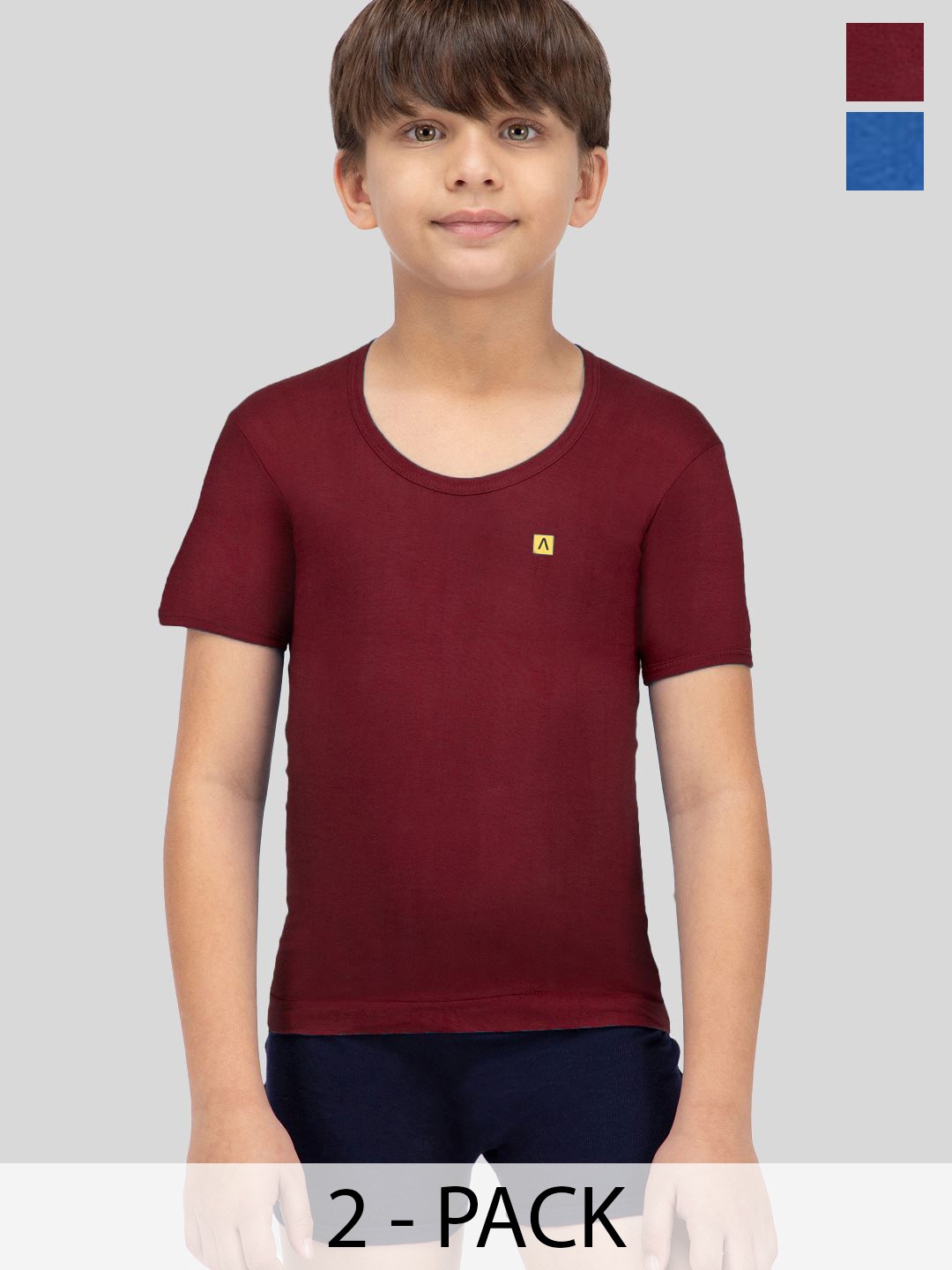 

AMUL COMFY Pack of 2 Boy Cotton Innerwear Vest, Maroon