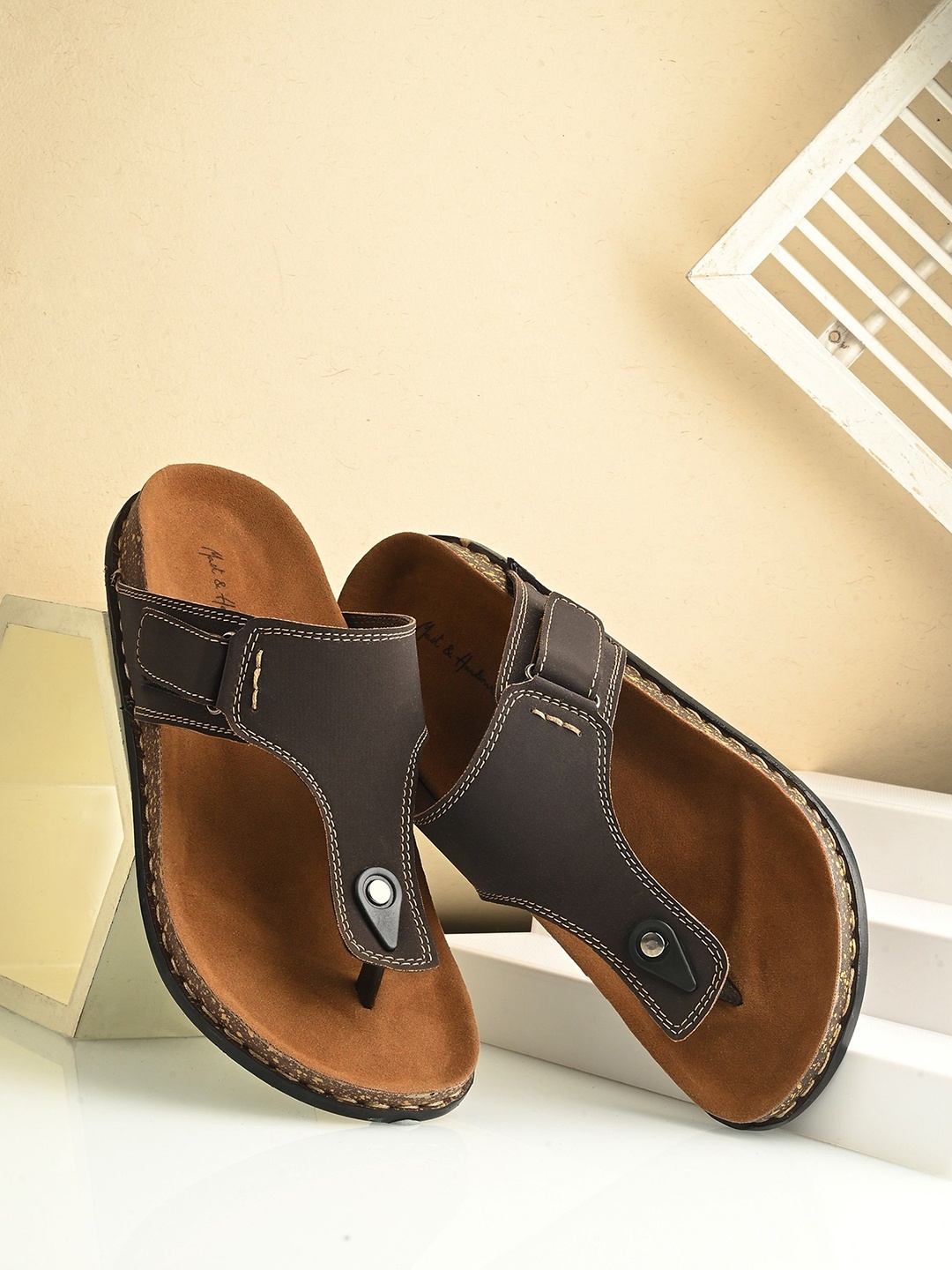 

Mast & Harbour Men Slip On Comfort Sandals, Brown