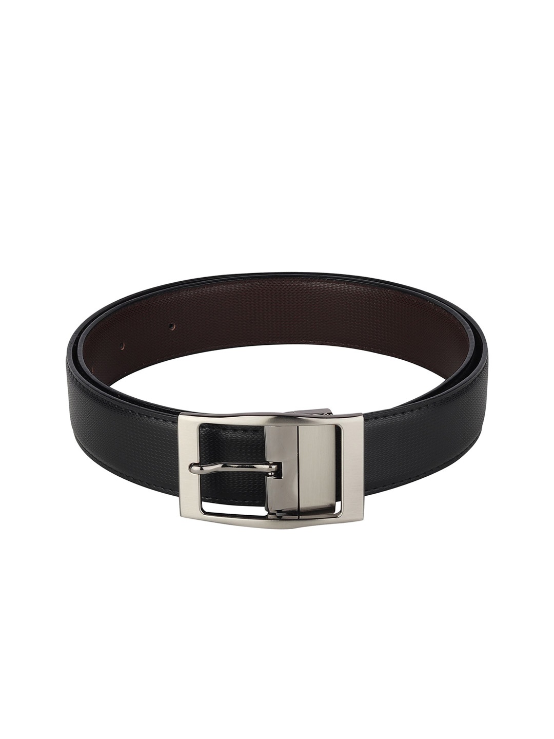 

WINSOME DEAL Men Tang Closure Textured Formal Belt, Black