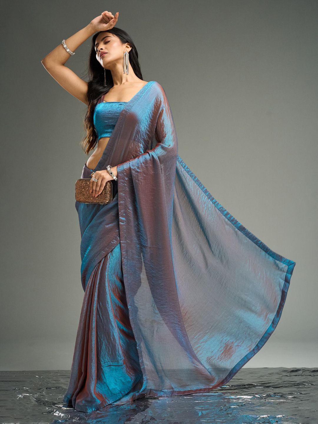 

kasee Embellished Silk Blend Saree, Blue