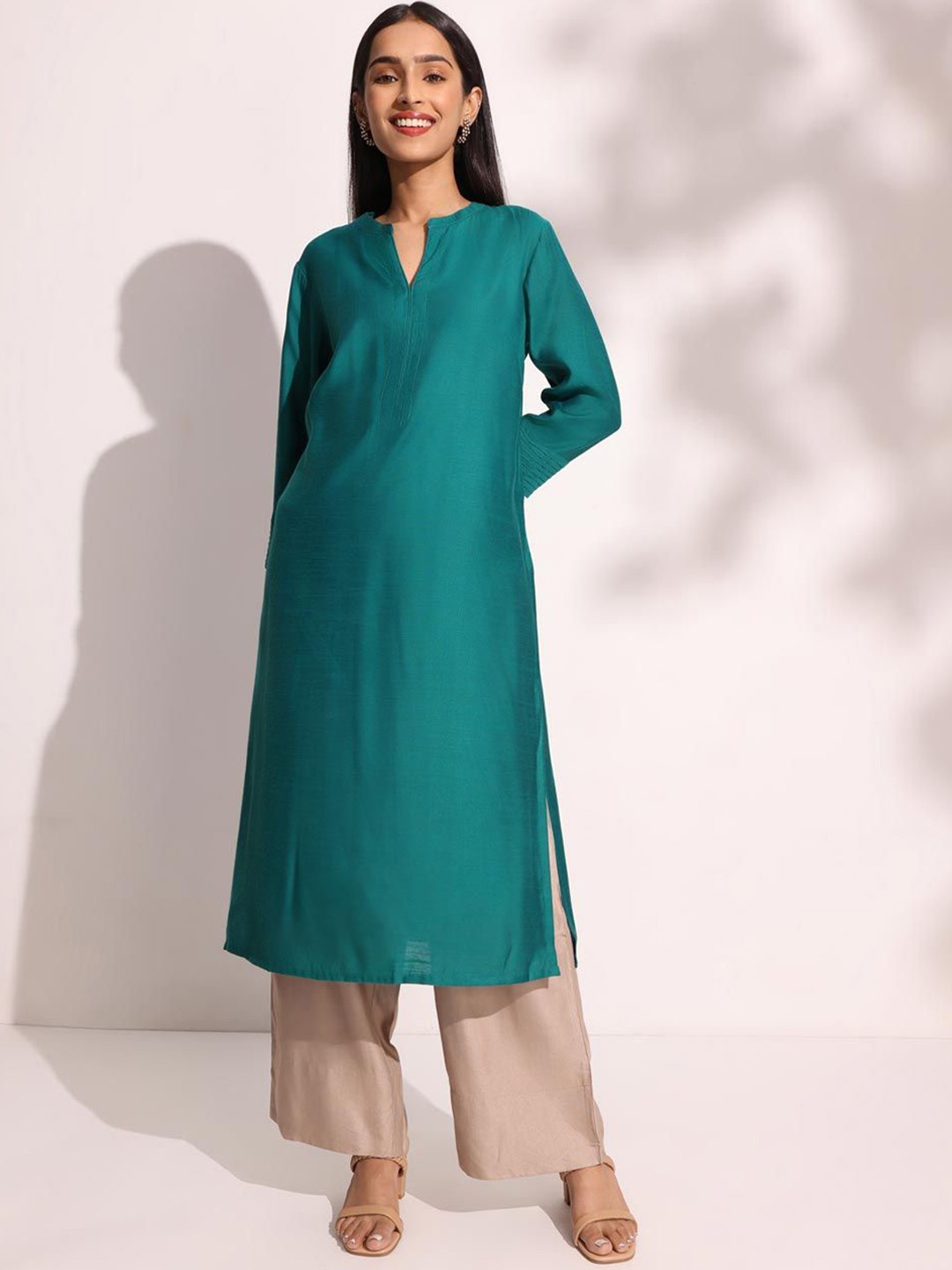 

Fabindia Round Neck Straight Kurta, Teal