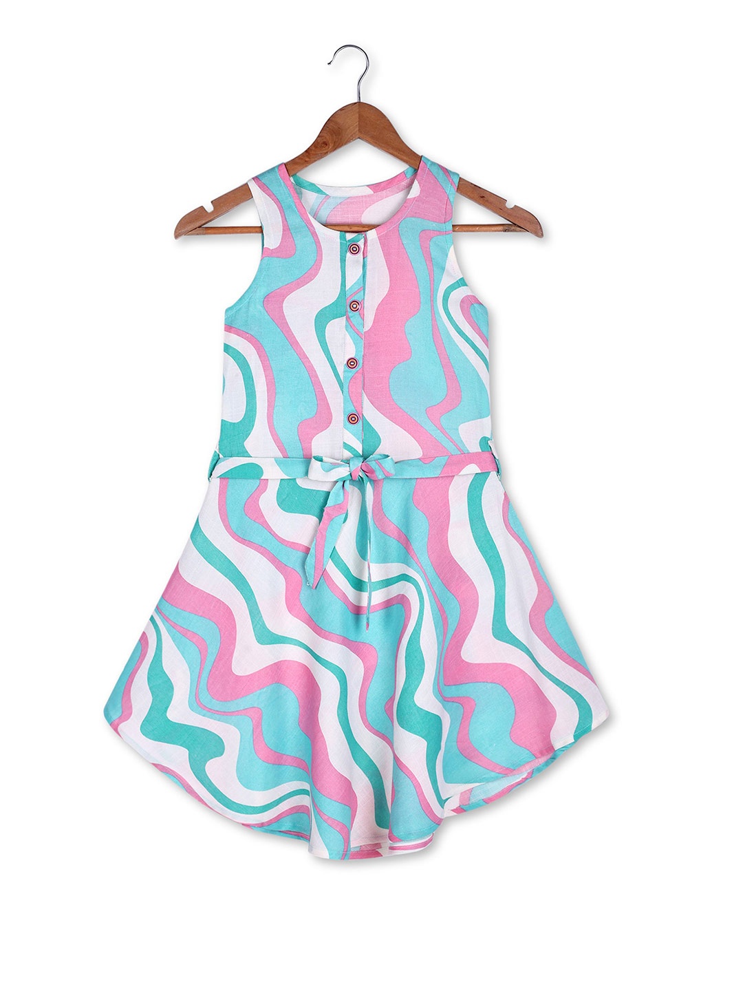 

DALSI Print Fit & Flare Dress, Turquoise blue