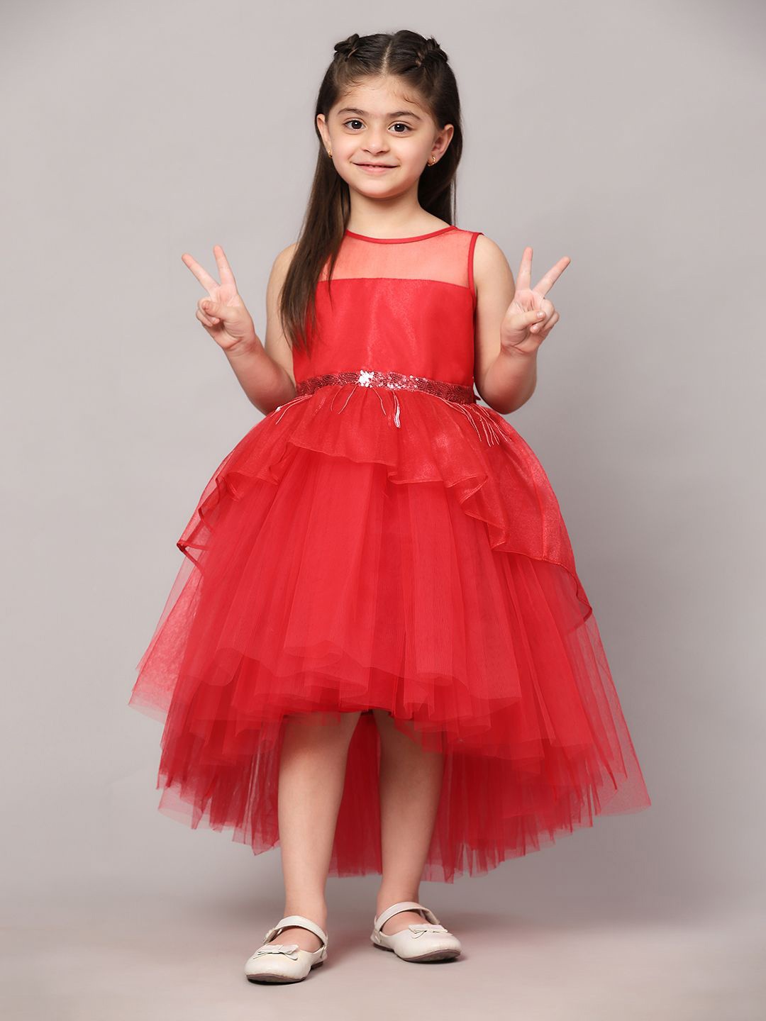 

Toy Balloon kids Girls Sequin Waistline Net Gown Maxi Dress, Coral