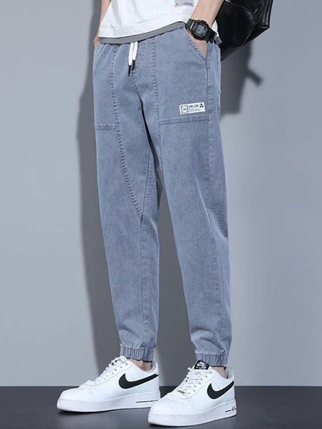 

StyleCast Men Cotton Mid-Rise Joggers, Blue