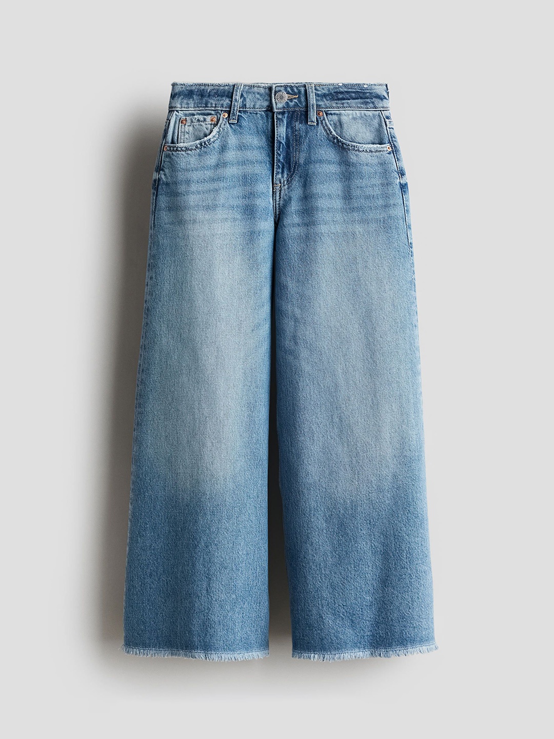 

H&M Girls Super Wide Leg Light Fade Jeans, Blue