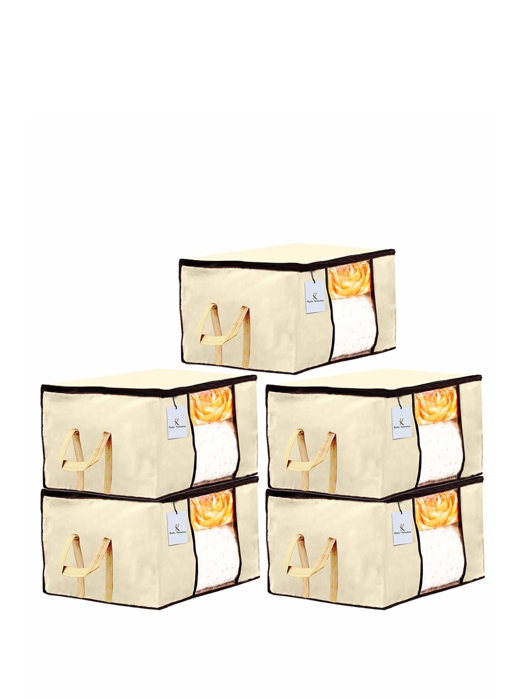 

Kuber Industries Off White & Transparent 5 Pieces Regular Drawer Organisers