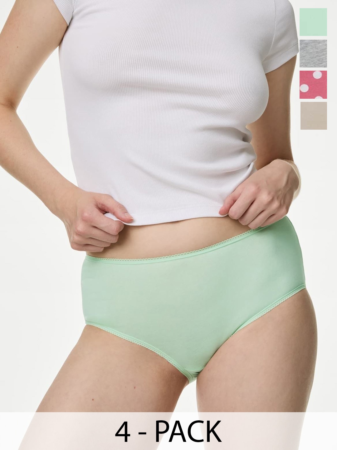 

Marks & Spencer 5 Pcs Hipster Briefs T615104XLIGHT APPLE, Green