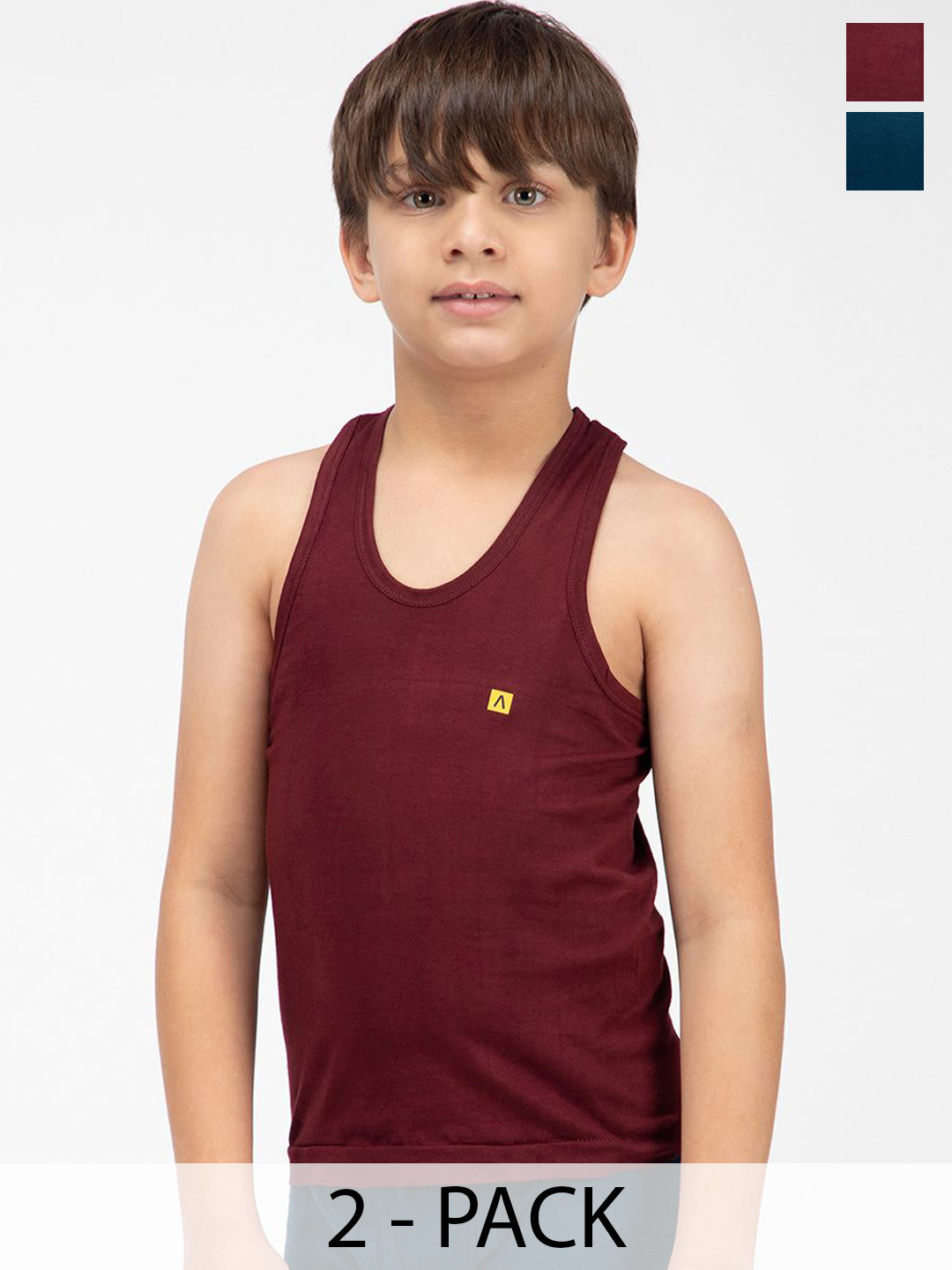 

AMUL COMFY Pack of 2 Boy Cotton Innerwear Vest, Navy blue