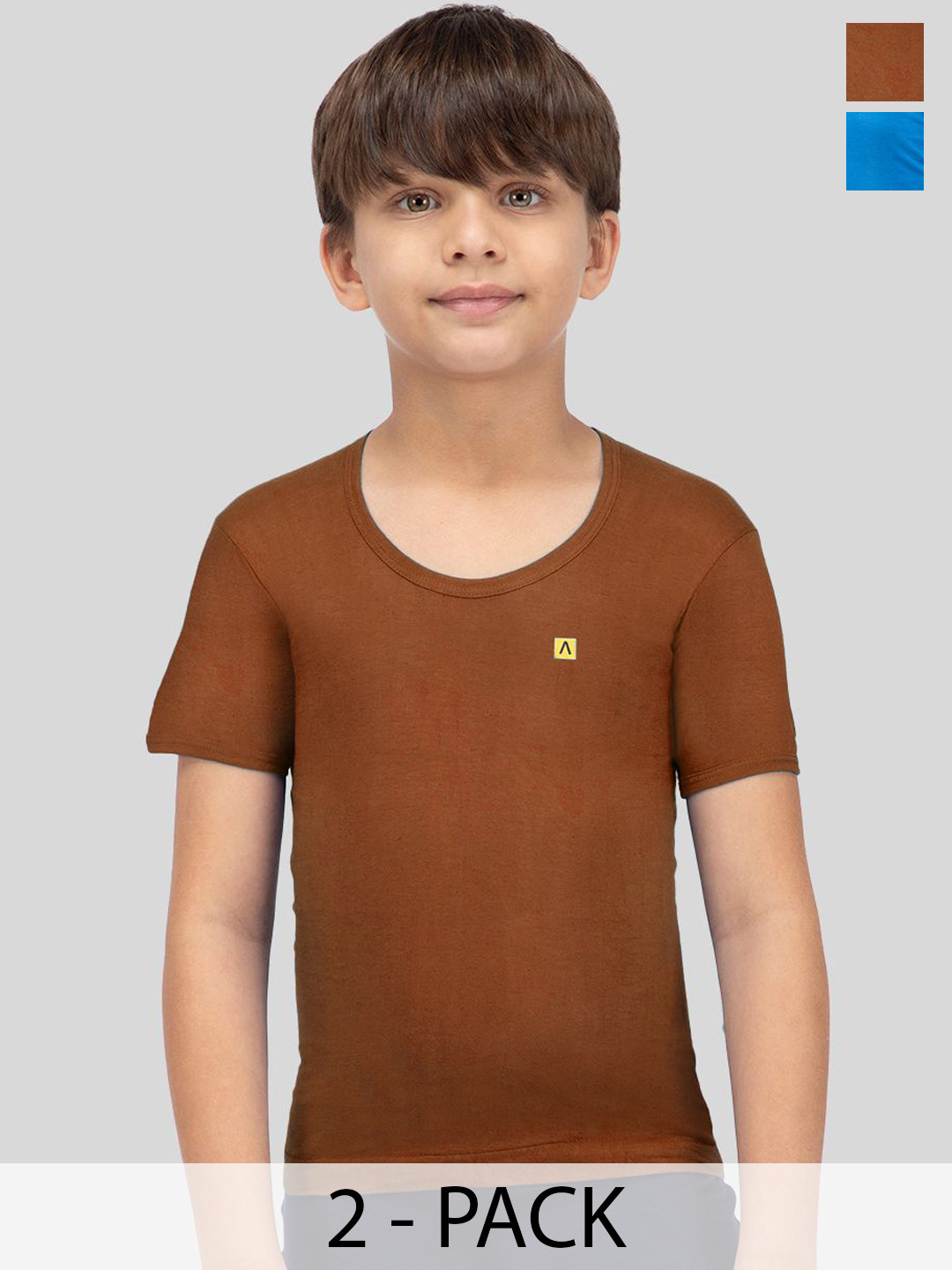 

AMUL COMFY Pack of 2 Boy Cotton Innerwear Vest, Brown