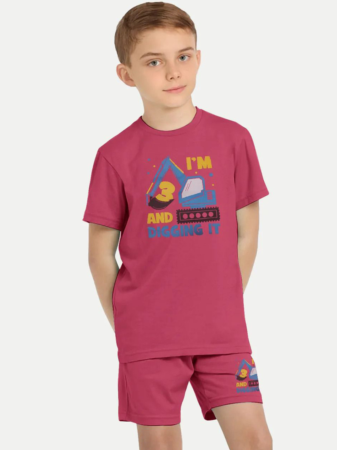 

BAESD Boys Printed Mid-Rise Shorts, Pink