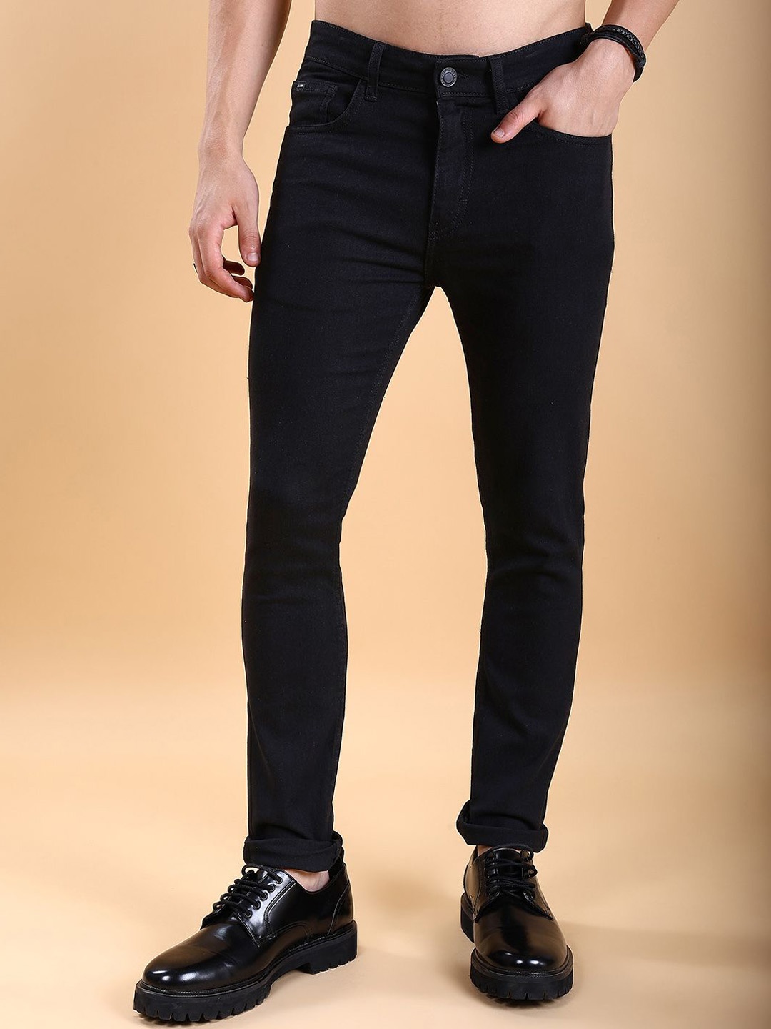 

HIGHLANDER Men Skinny Fit Stretchable Jeans, Black