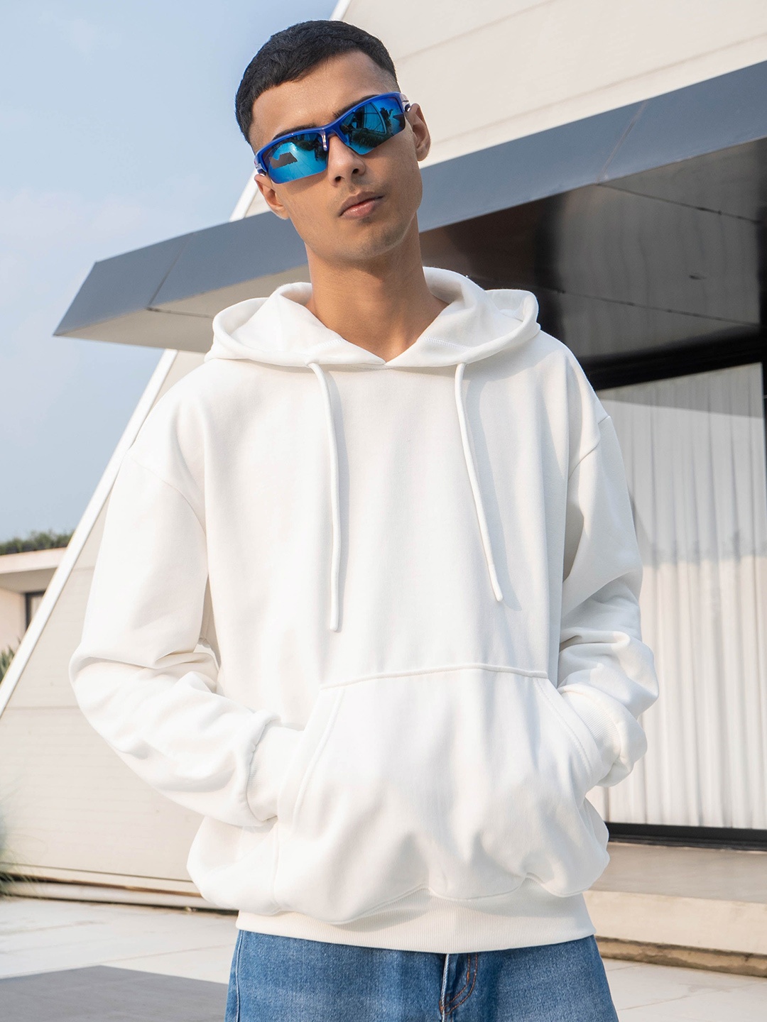 

COLOR CAPITAL Unisex Solid Oversized Sweatshirt, White