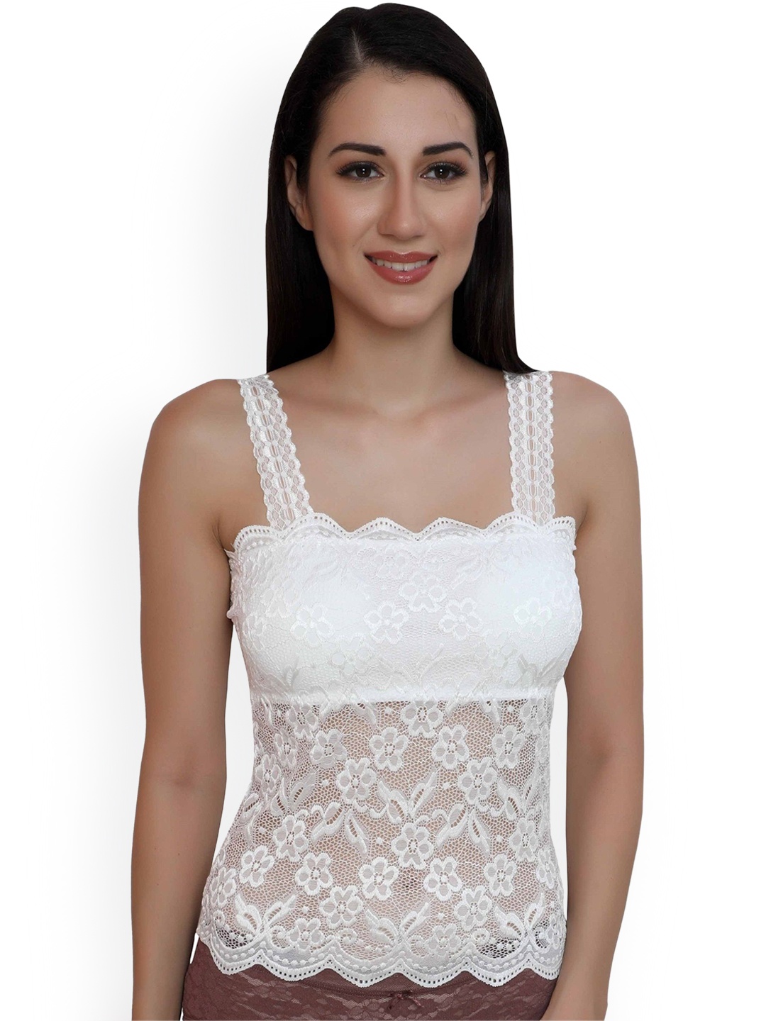 

Glamoras Self-Design Padded Camisoles, White