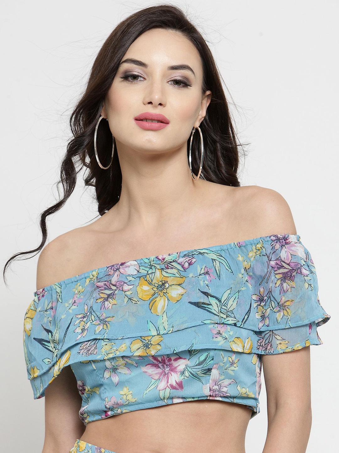 

Sera Women Floral Printed Off-Shoulder Top, Blue