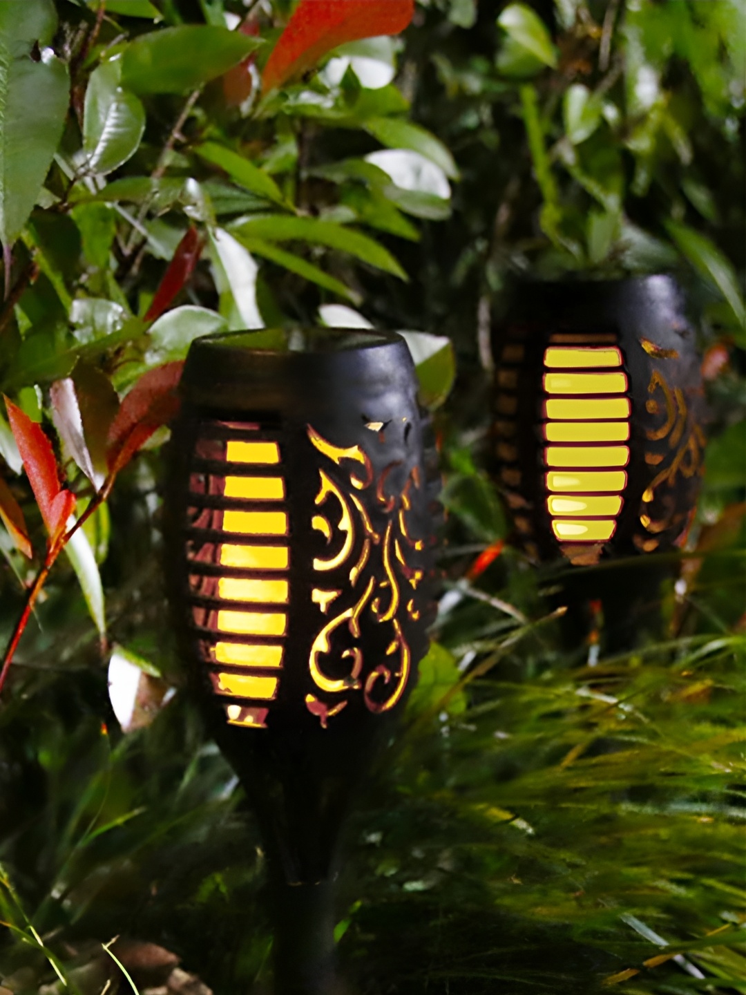 

WENS Black 2 Pieces Mashaal LED Solar Garden Light