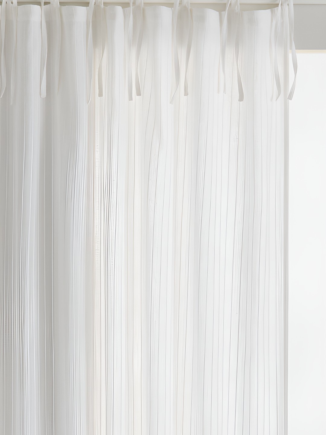 

H&M 2-Pcs White Linen-Blend Tie-Top Curtain