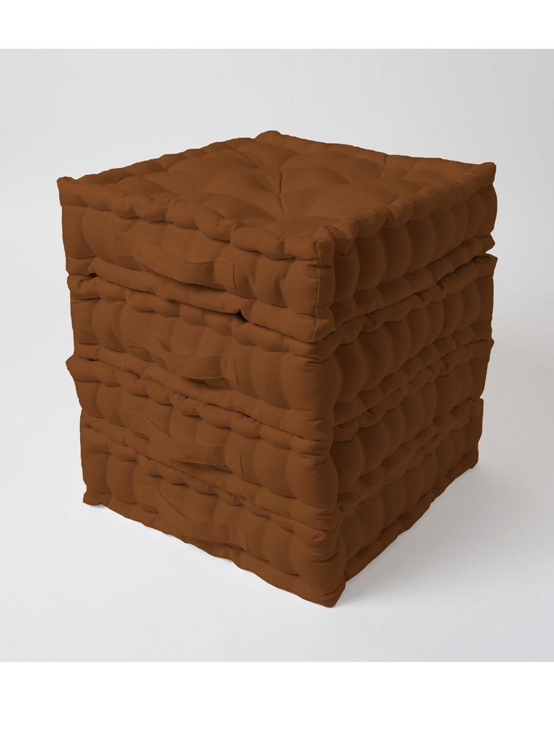 

SKANDA FAB Camel Brown 4 Pieces Pure Cotton Floor Cushion