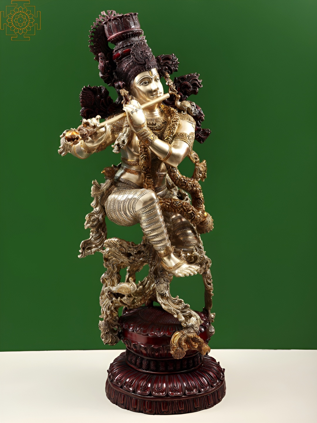 

Exotic India Gold Toned & Brown Religious Idol Showpiece