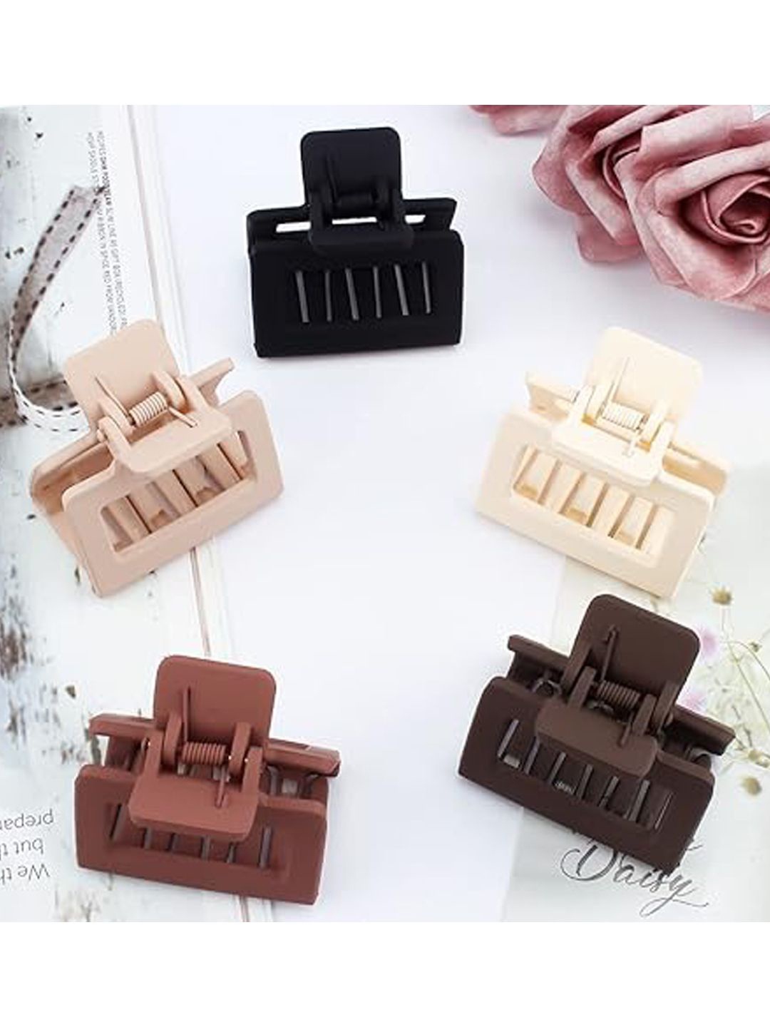 

Xivir Set of 5 Women Claw Clip, Beige