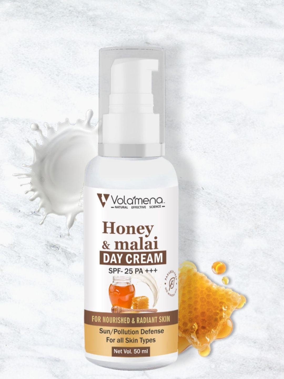

Volamena Honey & Malai SPF 25pa++ Day Cream- 50 ml, White