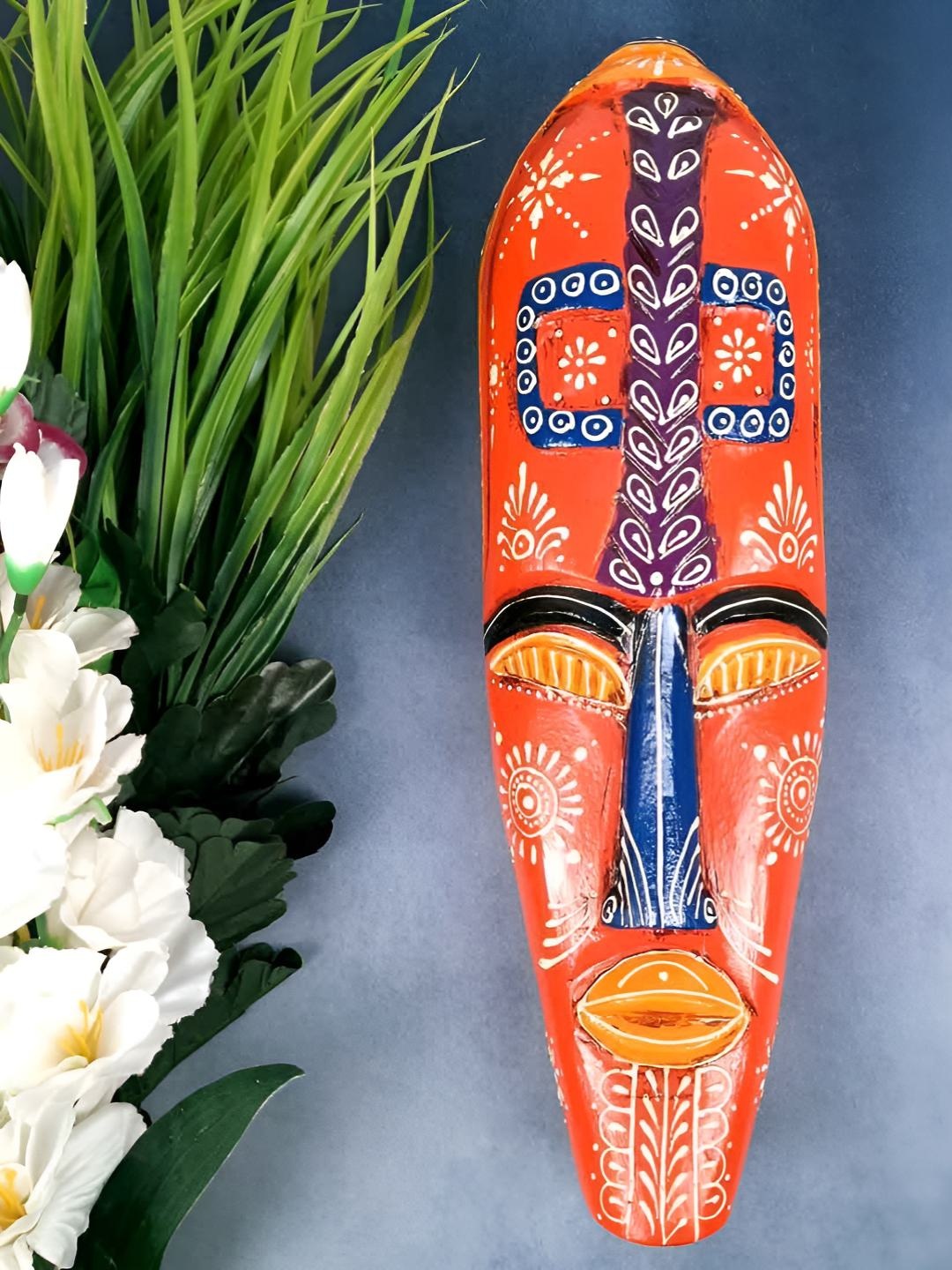 

apka mart Red & Blue Wooden Nazar Battu Tribal Masks Wall Decor