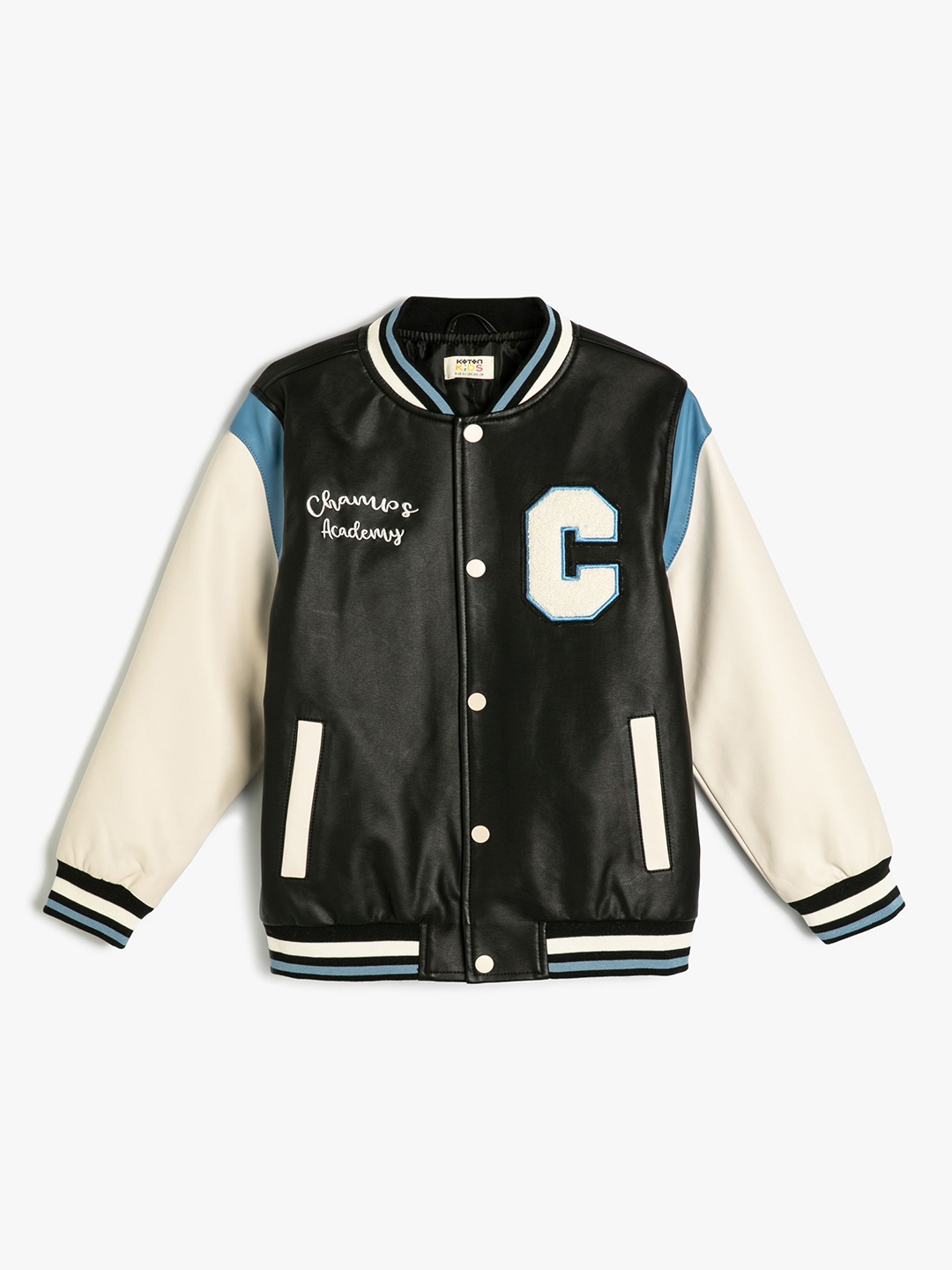 

Koton Boys Mandarin Collar Varsity Jacket, Black