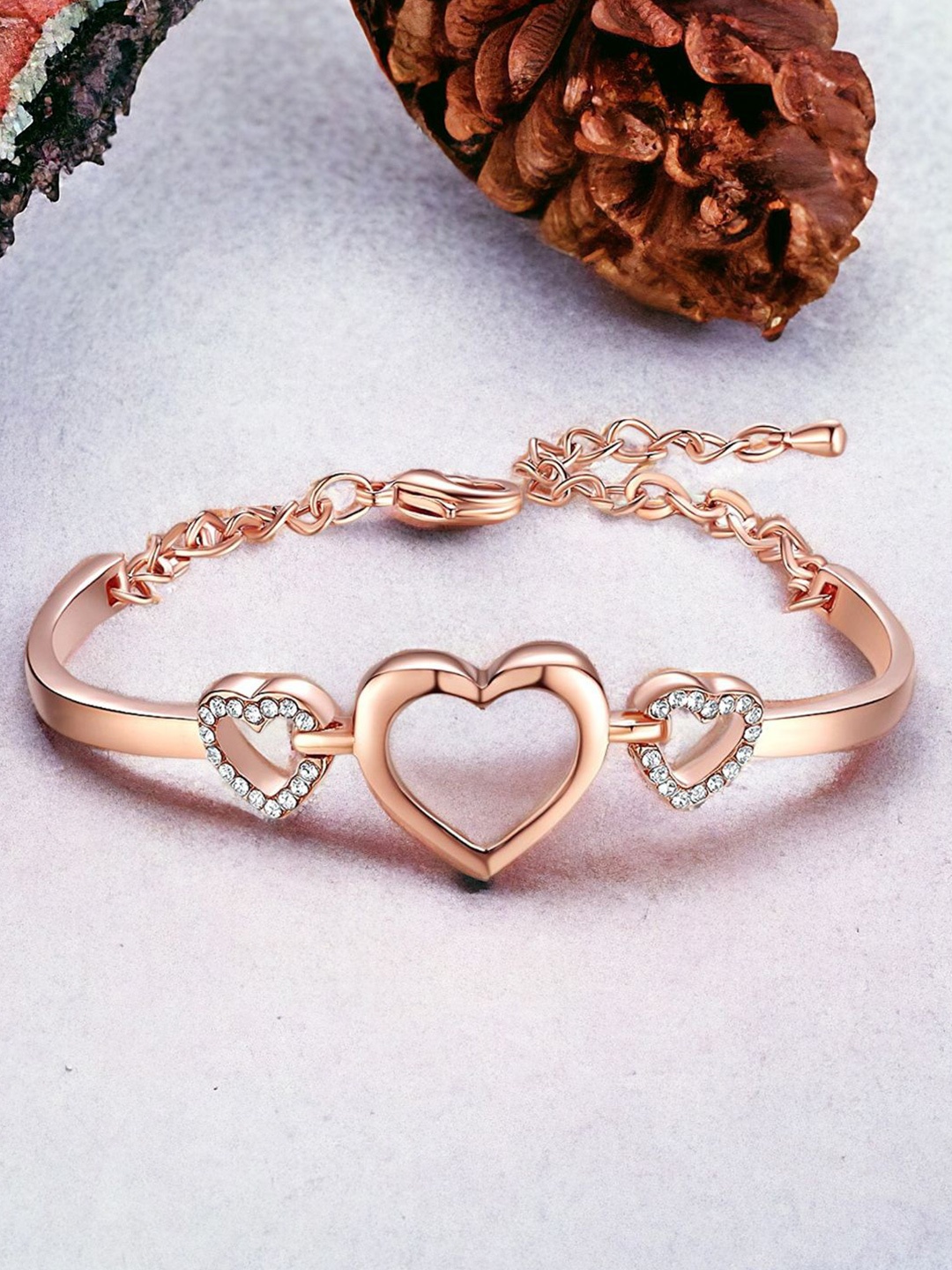 

Okos Rose Gold-Plated Crystals Studded Wraparound Bracelet