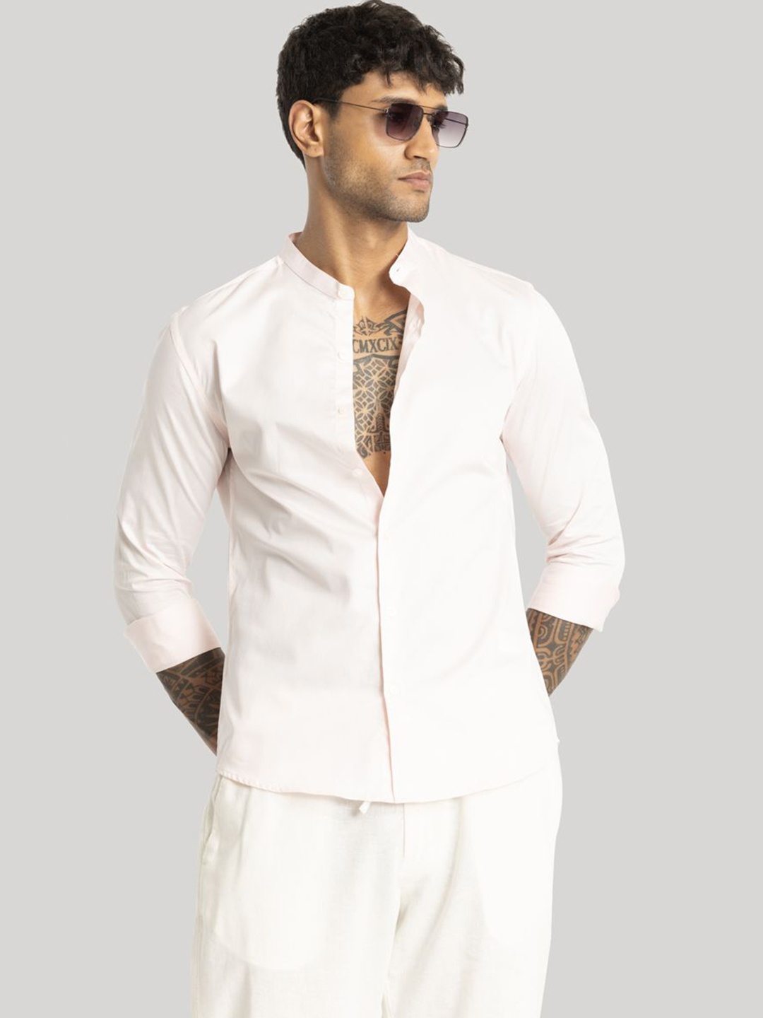 

Snitch Men Smart Slim Fit Opaque Casual Pure Cotton Shirt, Pink