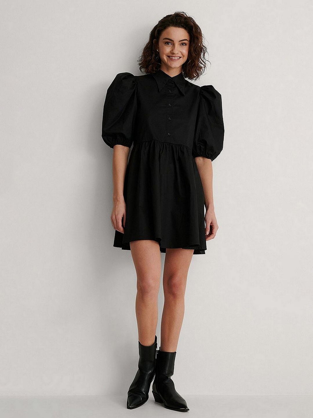 

Roadster Georgette Solid Short A Line Dress, Black
