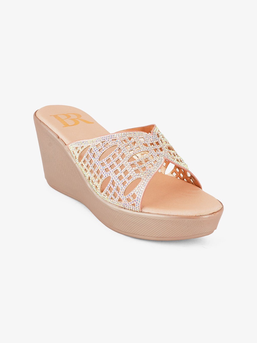 

Bella Rosa Women Embellished Wedge Heel Sandals, Rose gold