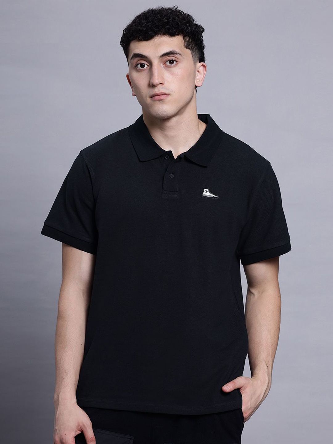 

Converse Men Shoe Patch Polo Shirt, Black