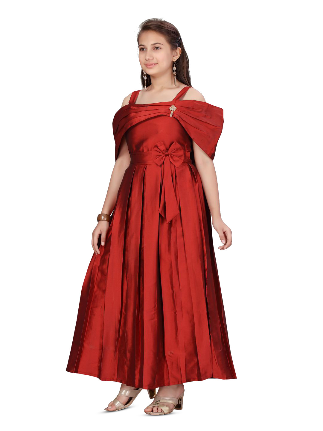 

BAESD Girls Cold-Shoulder Maxi Dress, Maroon