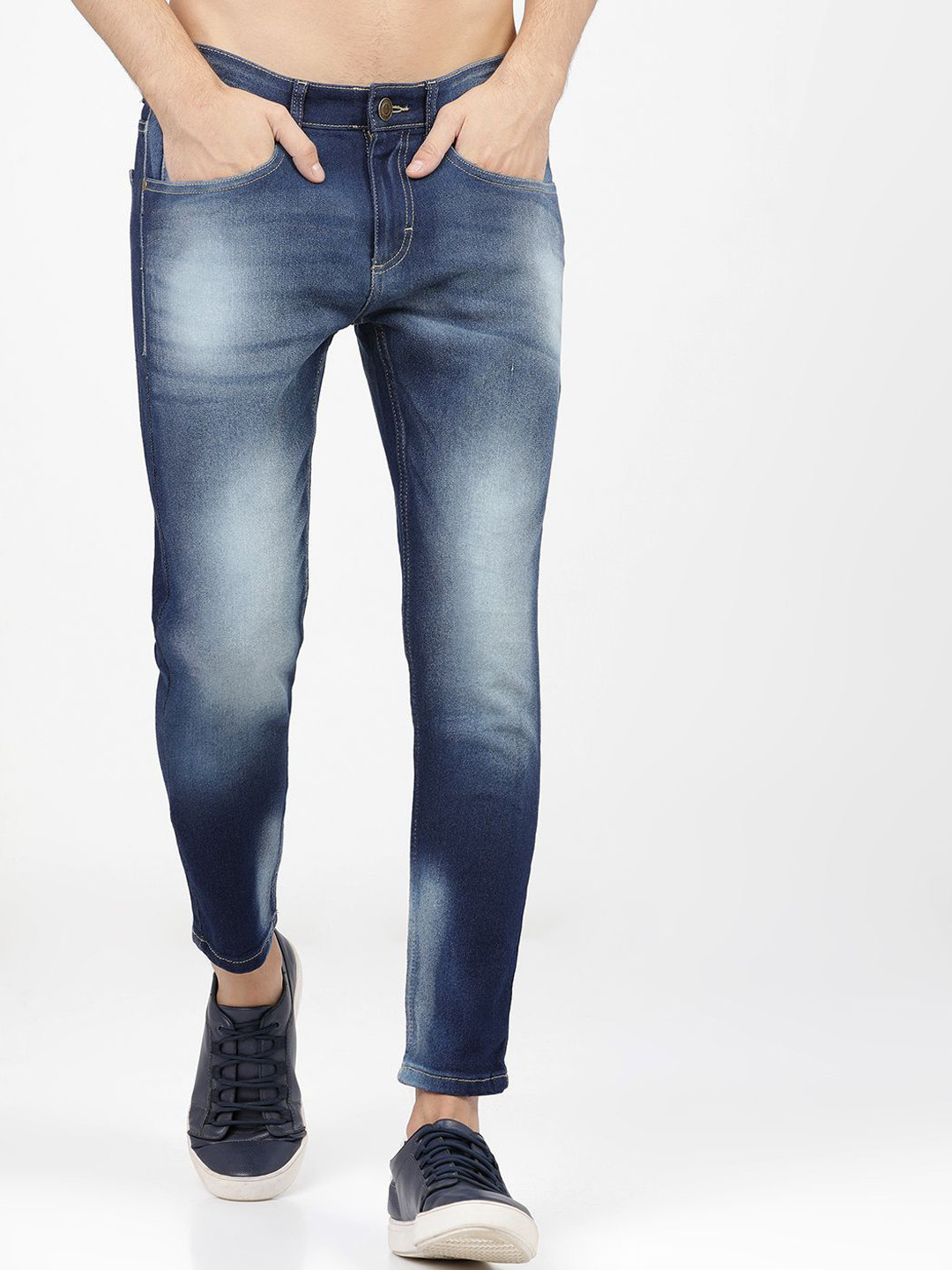 

HIGHLANDER Men Tapered Fit Heavy Fade Stretchable Jeans, Blue