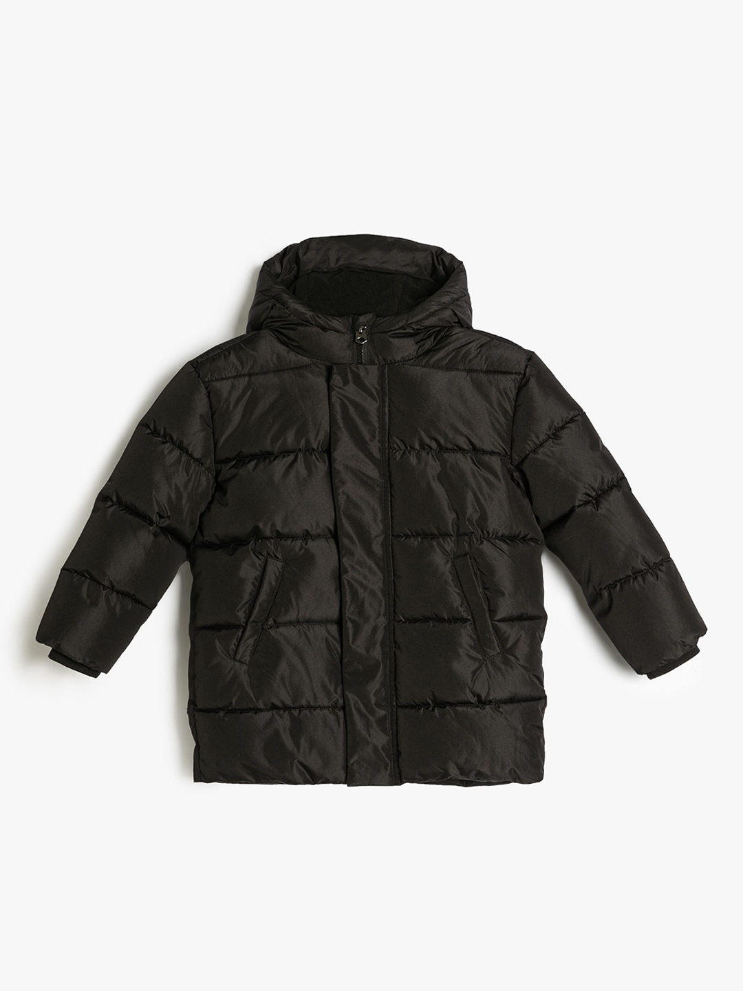 

Koton Boys Solid Hooded Puffer Jacket, Black
