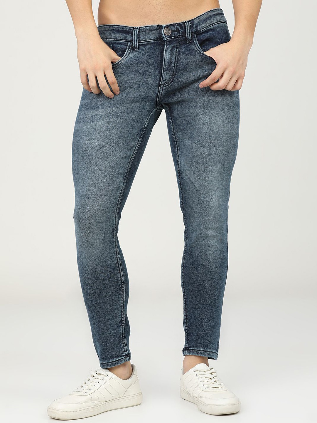 

HIGHLANDER Men Tapered Fit Heavy Fade Stretchable Jeans, Blue