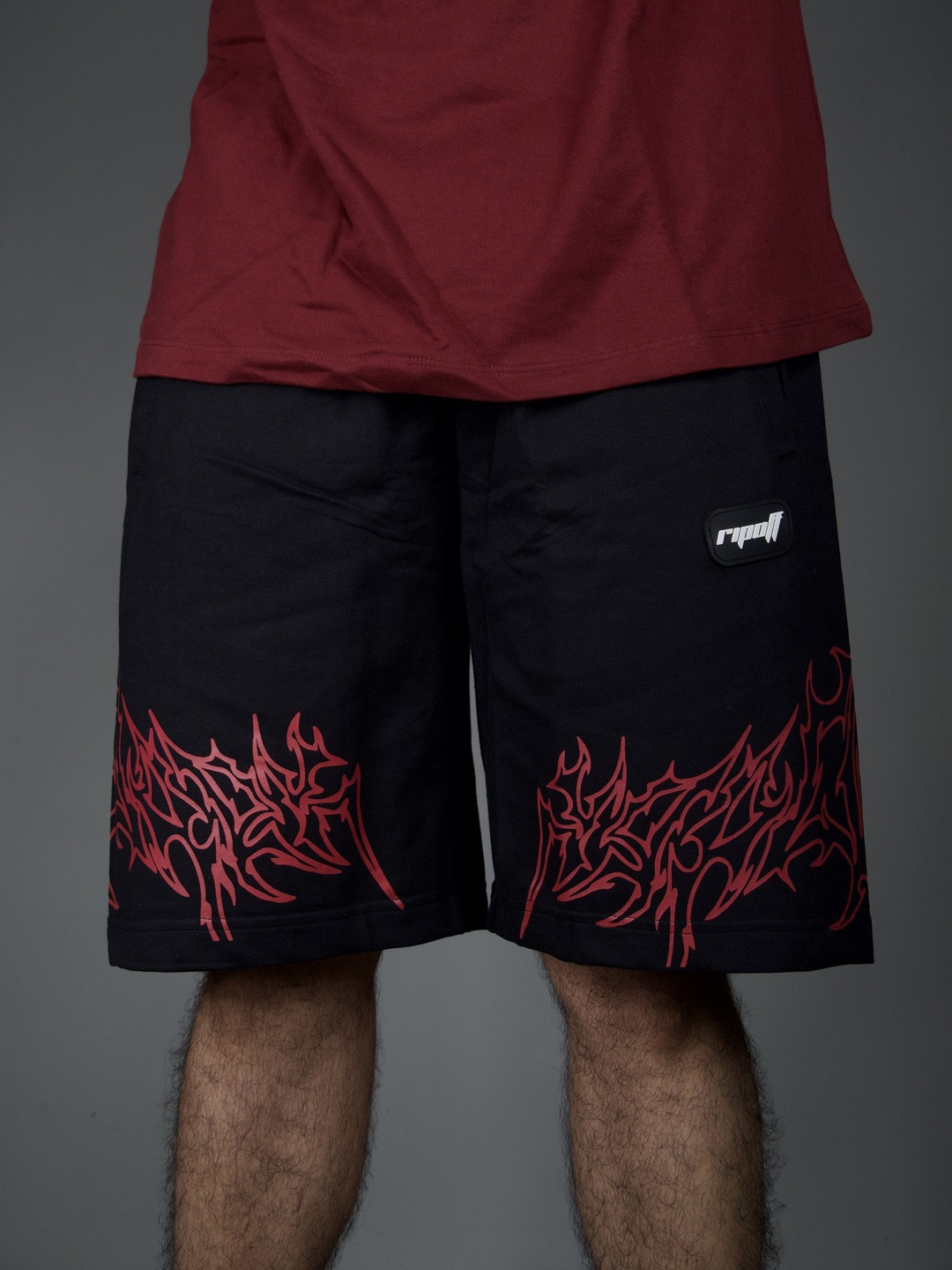 

RIPOFF Unisex Printed Running Regular Fit Shorts, Black