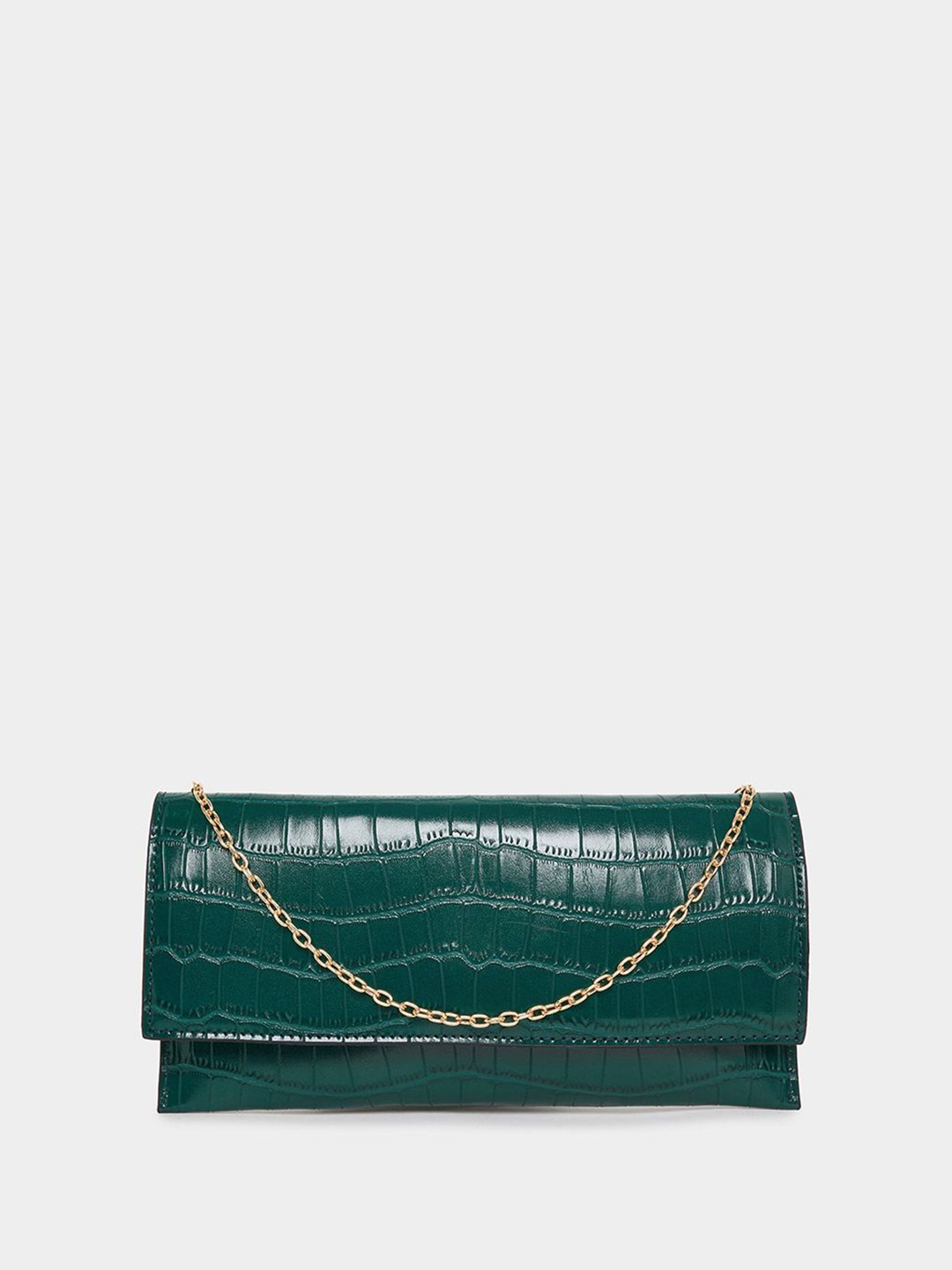 

Styli Textured Structured Flap Sling Bag, Green