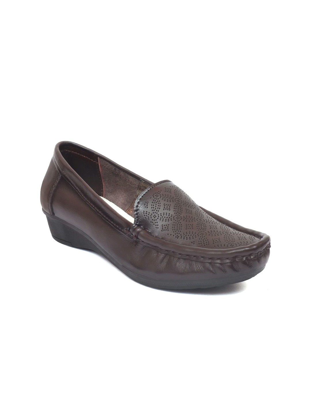 

Zoom Shoes Women Perforations Leather Loafers, Brown