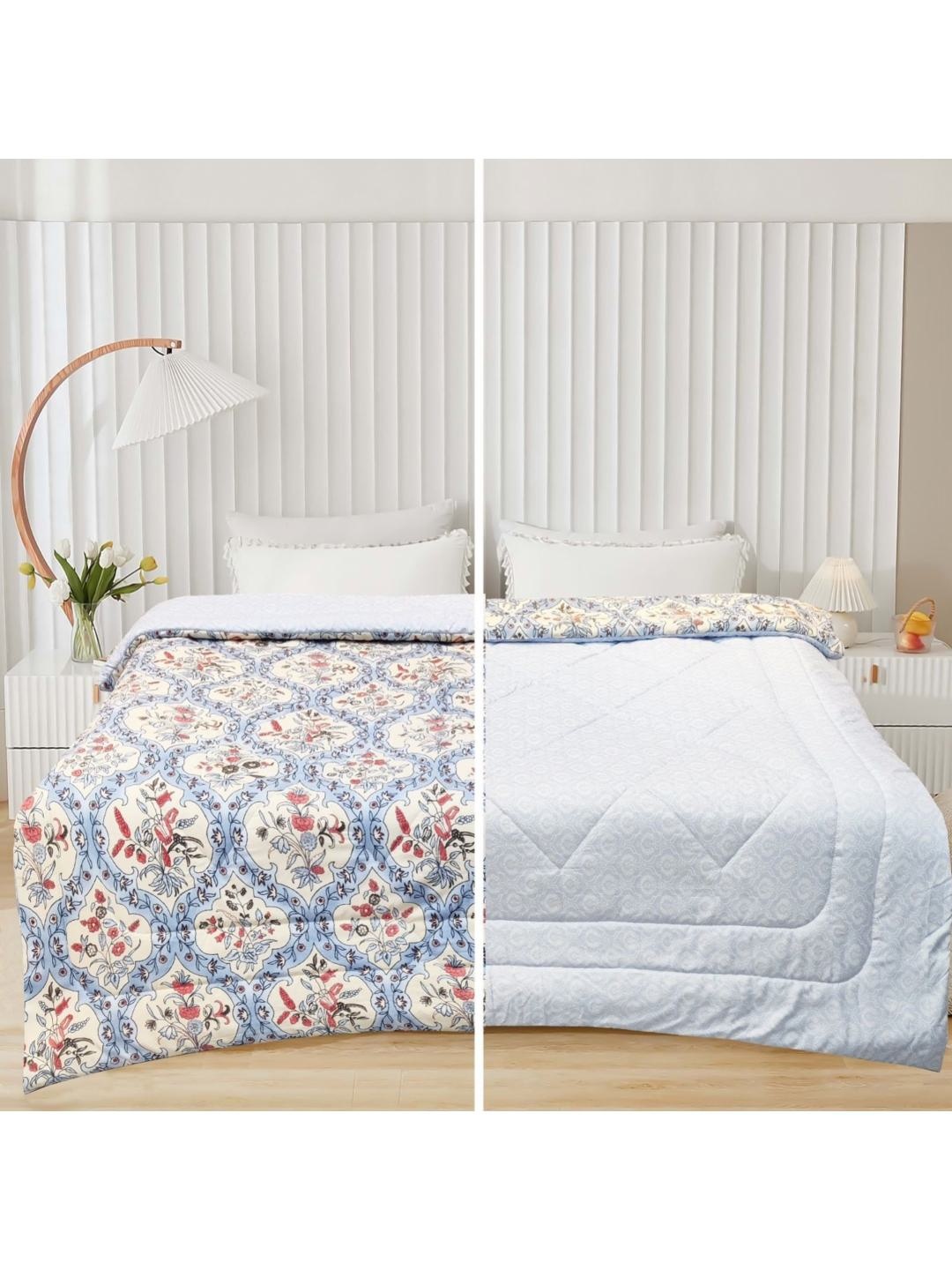 

Supreme Home Collective White & Blue AC Room 300 GSM Double Bed Comforter
