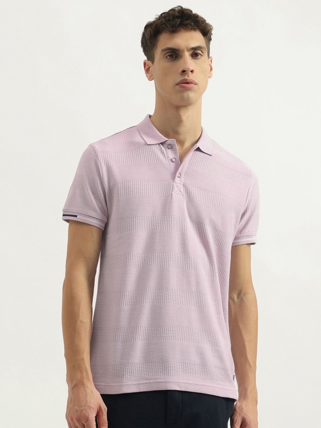 

United Colors of Benetton Men Solid Polo Collar Cotton T-Shirt, Purple