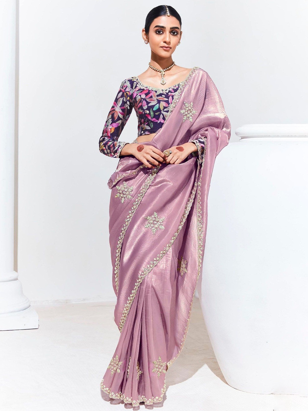 

MySilkLove Ethnic Motifs Zari Organza Saree, Mauve