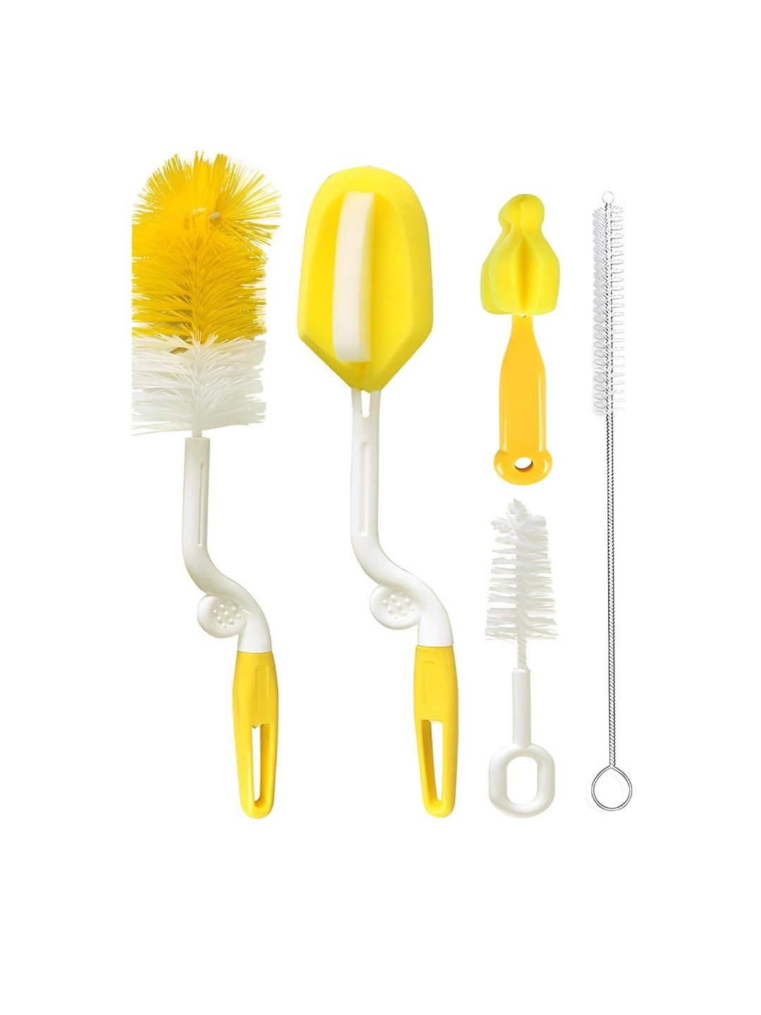 

DALUCI Pack Of 5 Bottle Brush With Nipple Brush Suction, Yellow