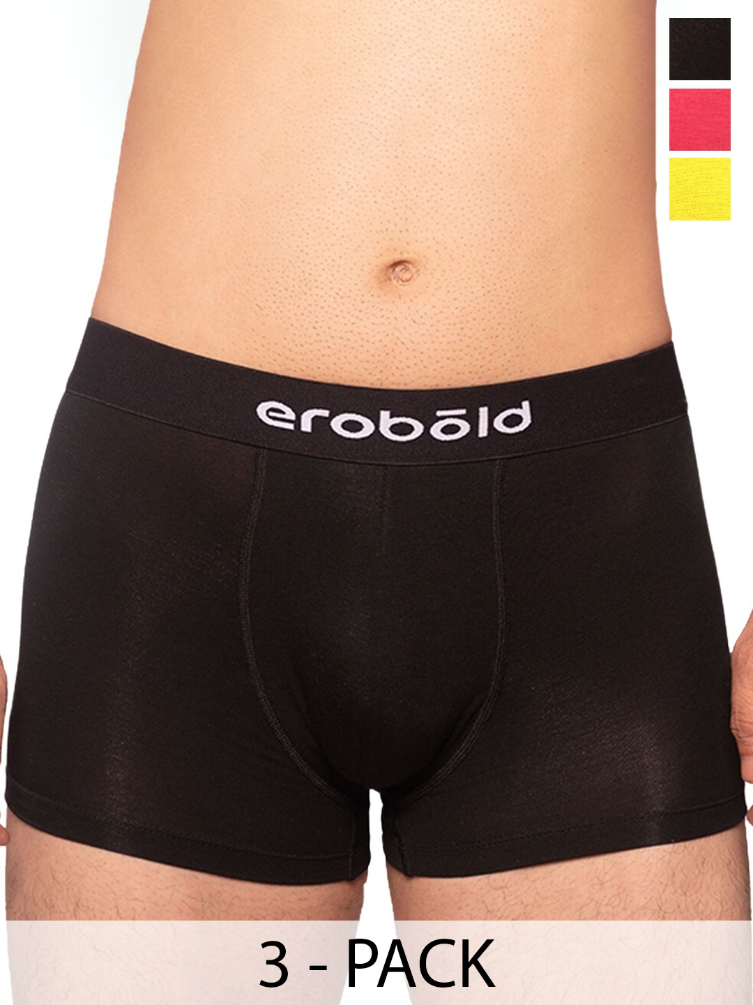 

EROBOLD Pack Of 3 Men Mid -Rise Trunk MTRC3-CL1BRY1MX1, Black