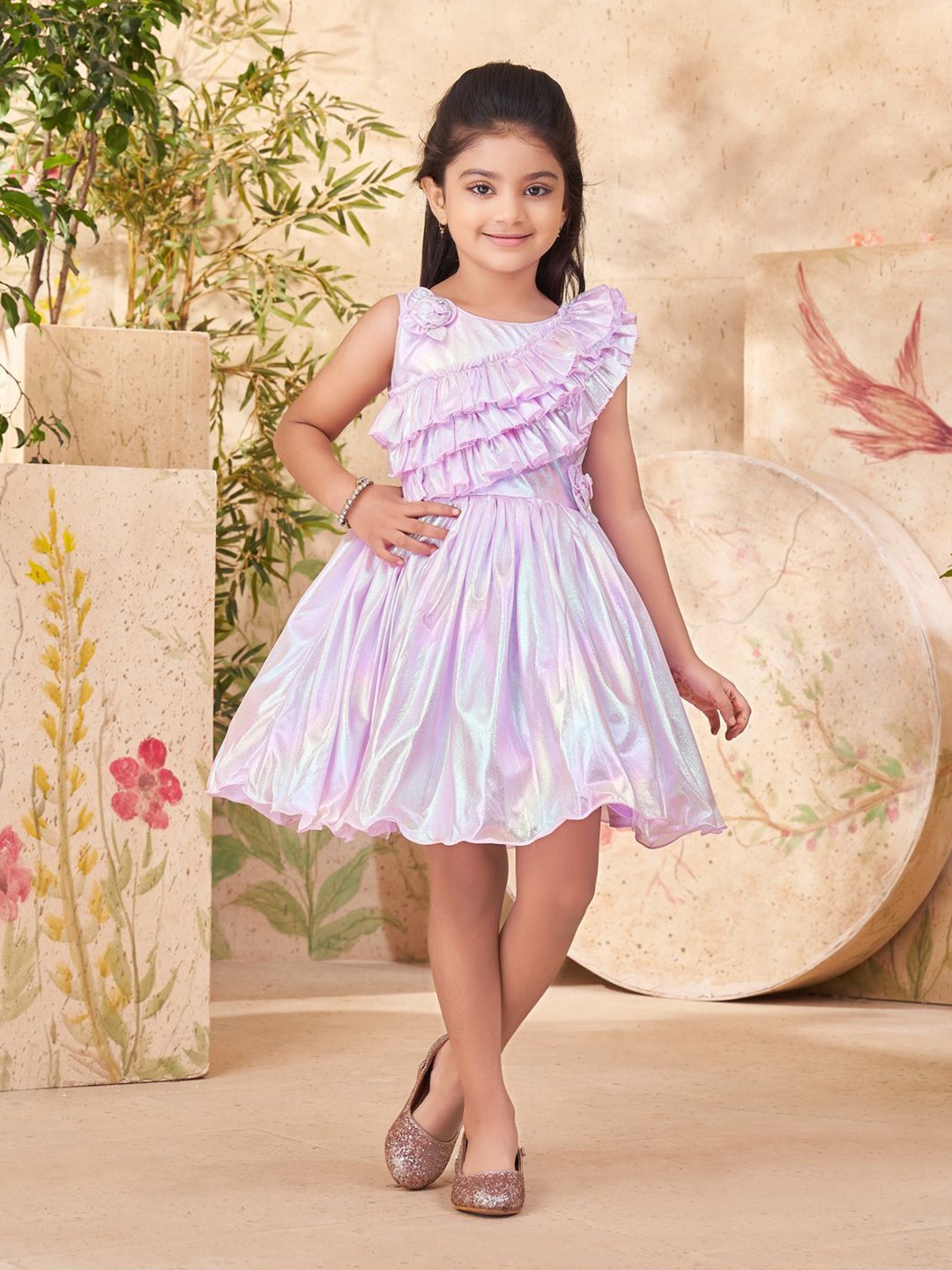

BAESD Girls Ruffle Detail Fit & Flare Dress, Purple