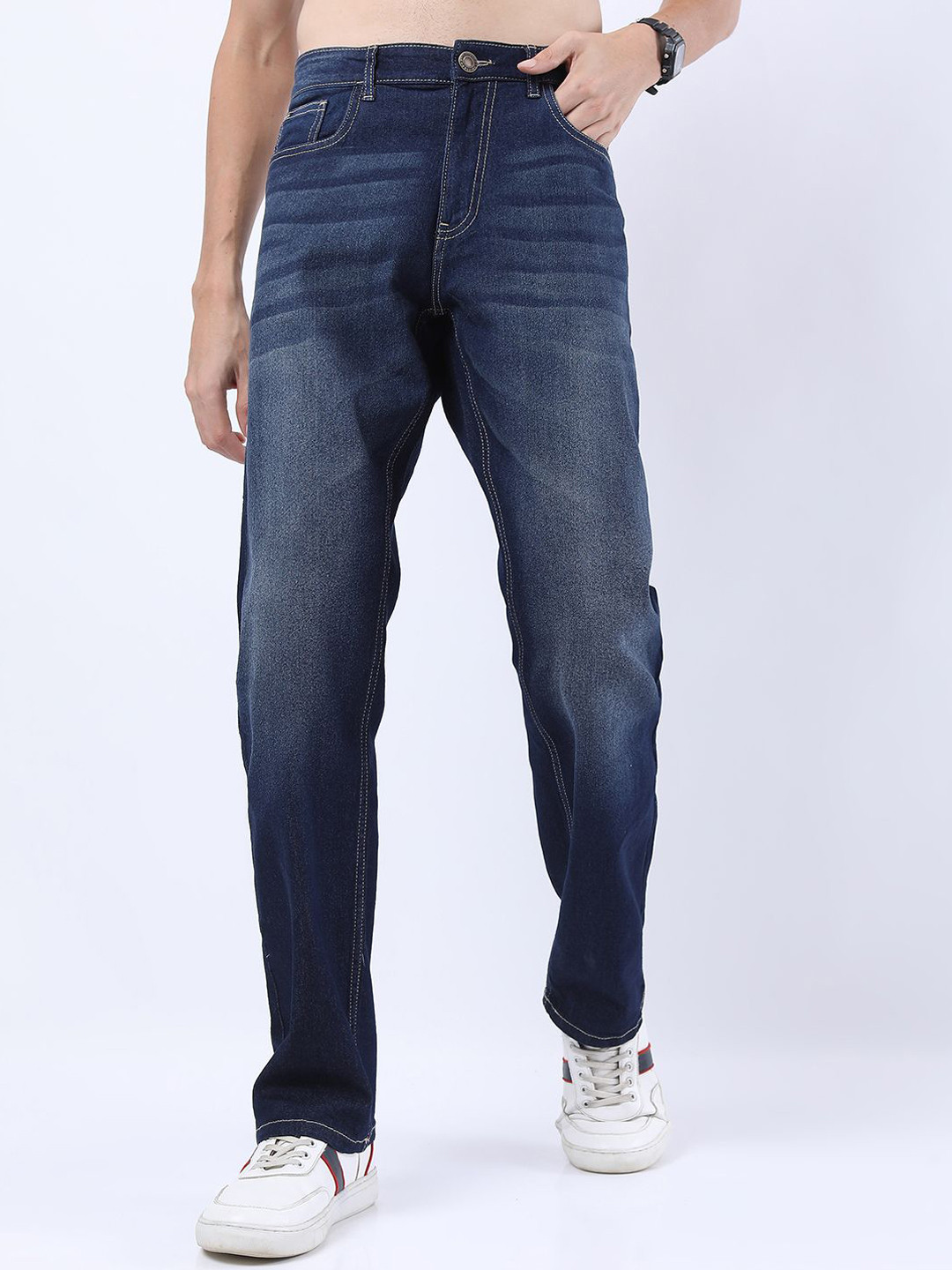 

HIGHLANDER Men Straight Fit Light Fade Stretchable Jeans, Blue