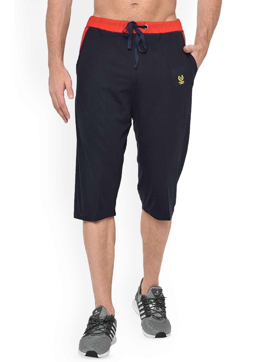 

VIMAL JONNEY Men Cotton Mid-Rise Running Shorts, Navy blue