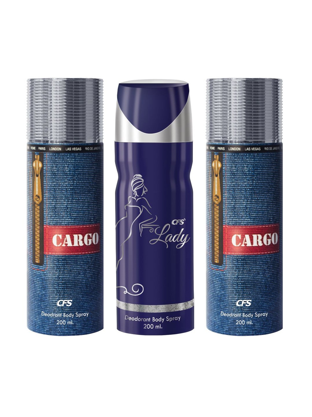 

CFS Set Of 3 Long Lasting Deodorant Body Spray 200 ml Each, Black