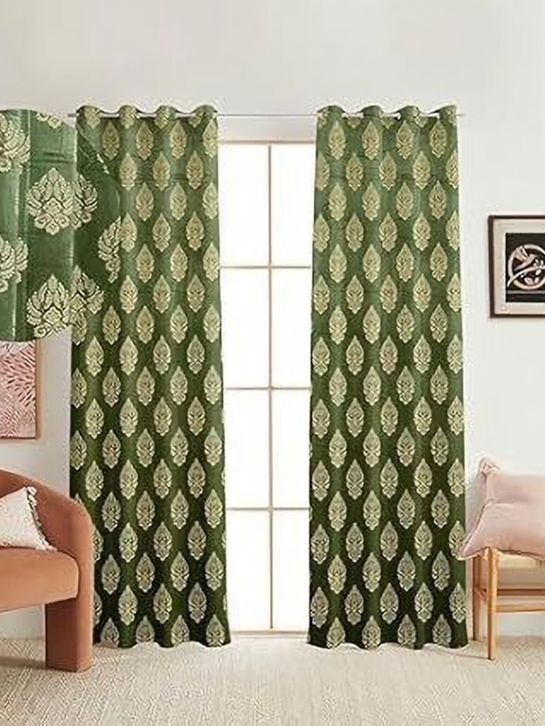 

Banchmark Home Furnishings Green & Gold-Toned 2 Pieces Ethnic Motifs Door Curtain
